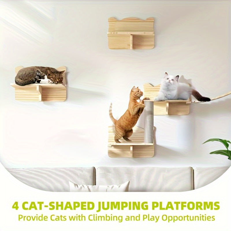 8-Piece Wall-Mounted Cat Climber Set - OllieMart