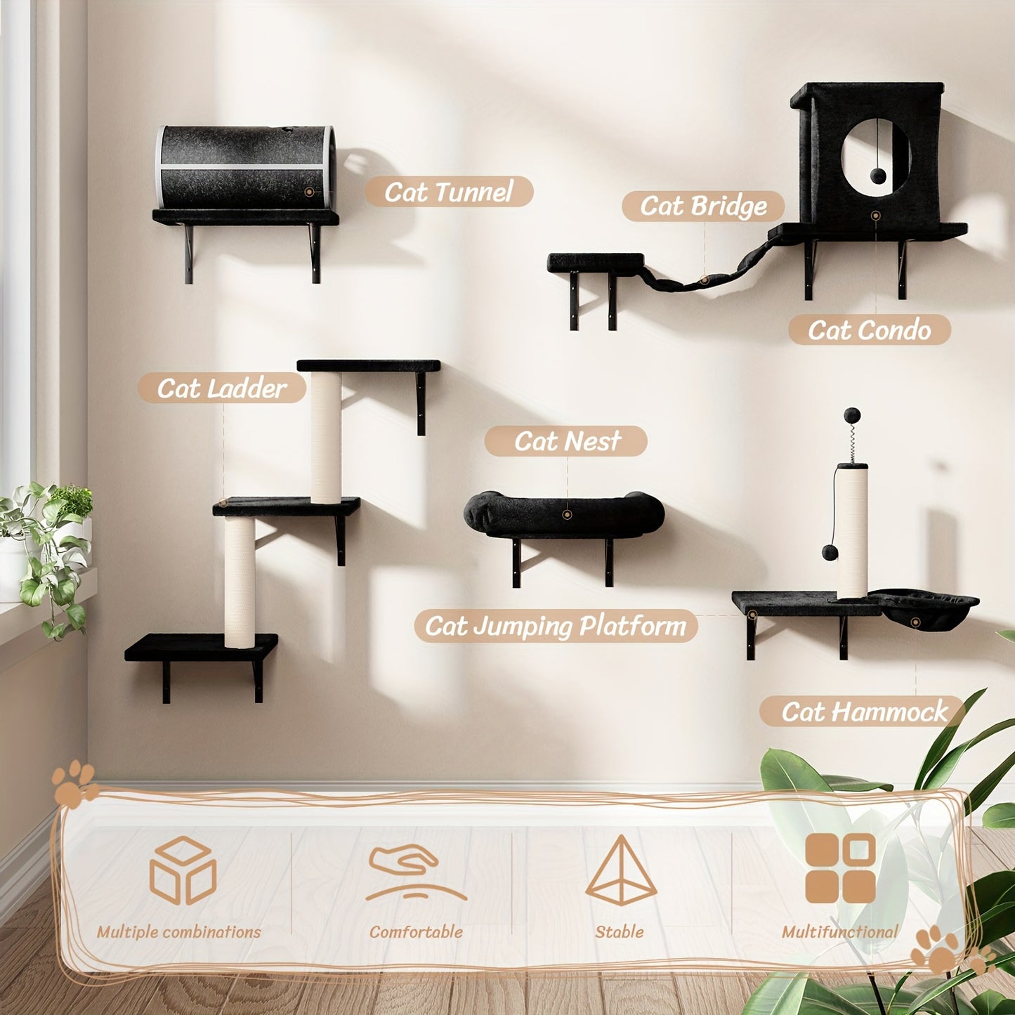 Luxury Wall-Mounted Cat Climber Set - OllieMart