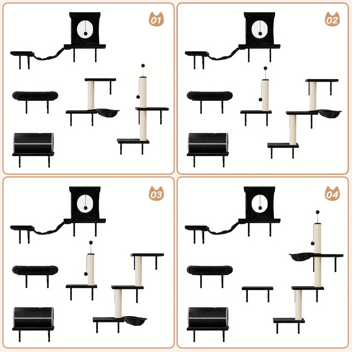 Luxury Wall-Mounted Cat Climber Set - OllieMart