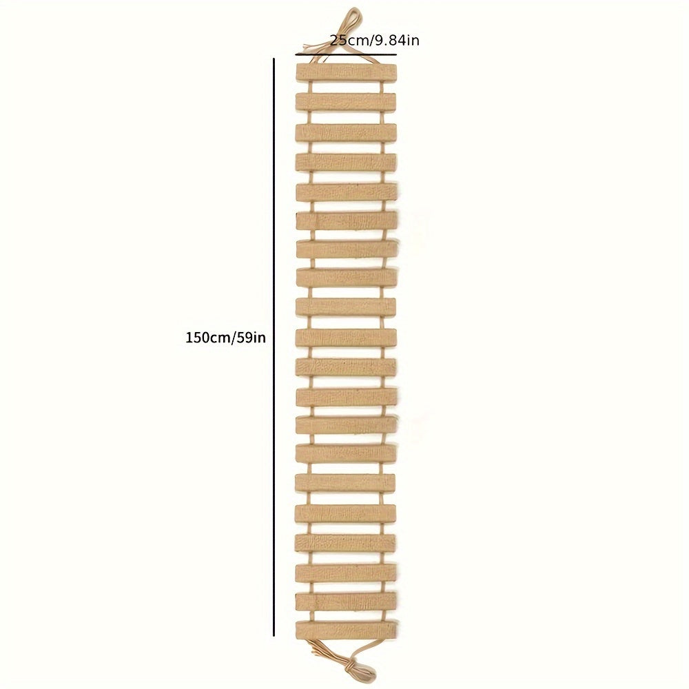 Sturdy Fir Wood Cat Climbing Ladder with Rope - Supports Up to 26lbs, Indoor Wall Climbing System - OllieMart