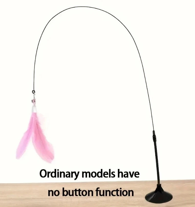 Interactive Cat Teaser Stick with Suction Cup, Feather & Bell - OllieMart