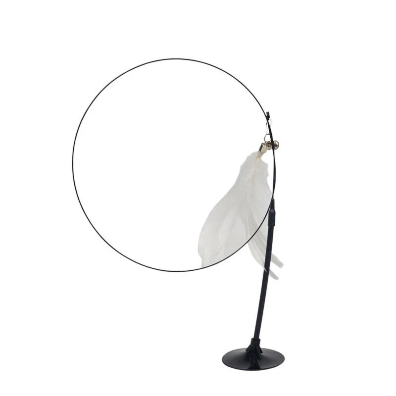 Interactive Cat Teaser Stick with Suction Cup, Feather & Bell - OllieMart