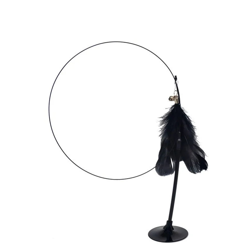 Interactive Cat Teaser Stick with Suction Cup, Feather & Bell - OllieMart