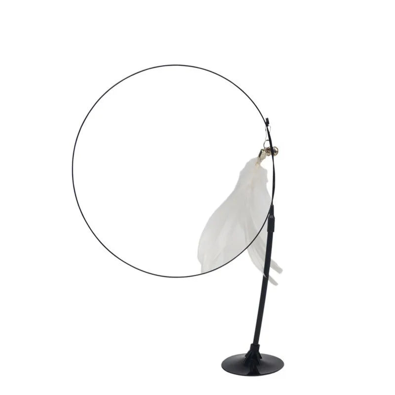 Interactive Cat Teaser Stick with Suction Cup, Feather & Bell - OllieMart