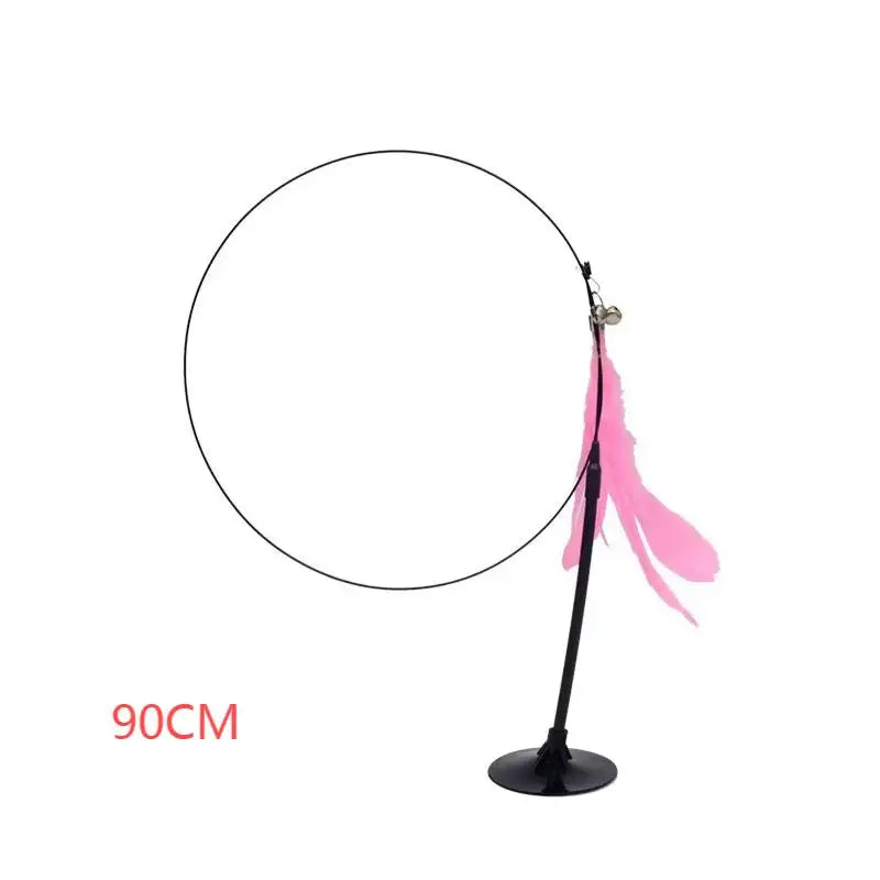 Interactive Cat Teaser Stick with Suction Cup, Feather & Bell - OllieMart