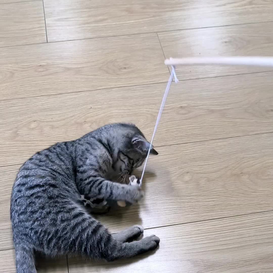 Interactive Plush Mouse Cat Teaser Wand with Wooden Rod – Engaging Play for Active Cats - OllieMart