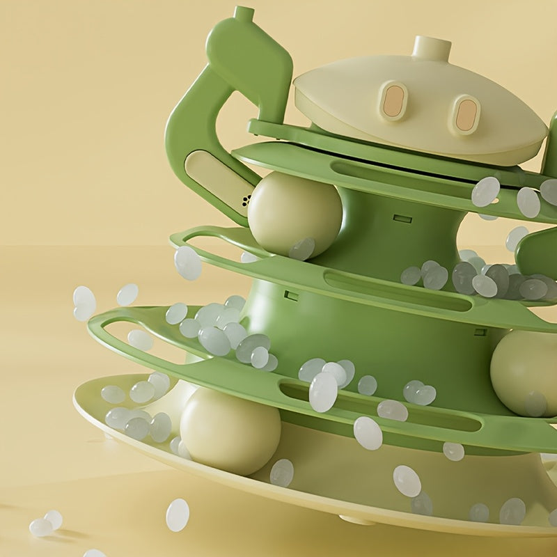4-Level Cat Toy Tower with Roller Balls and Turntable - OllieMart