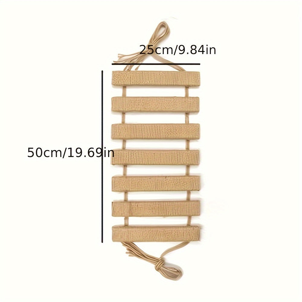 Sturdy Fir Wood Cat Climbing Ladder with Rope - Supports Up to 26lbs, Indoor Wall Climbing System - OllieMart