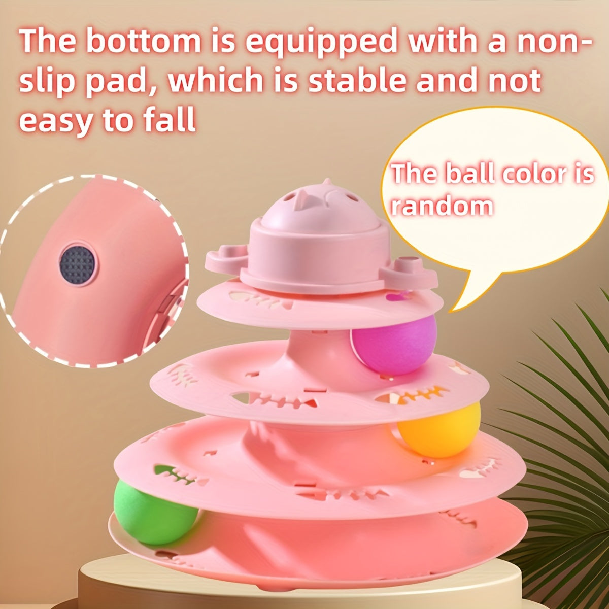 Interactive 4-Level Cat Tower Toy with Rotating Balls - OllieMart