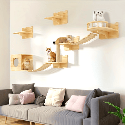 8-Piece Wall-Mounted Cat Climber Set - OllieMart