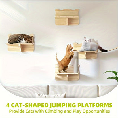 8-Piece Wall-Mounted Cat Climber Set - OllieMart