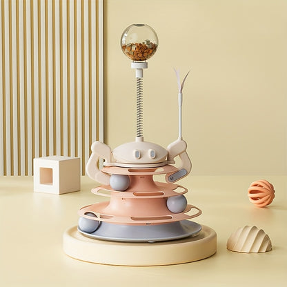 4-Level Cat Toy Tower with Roller Balls and Turntable - OllieMart