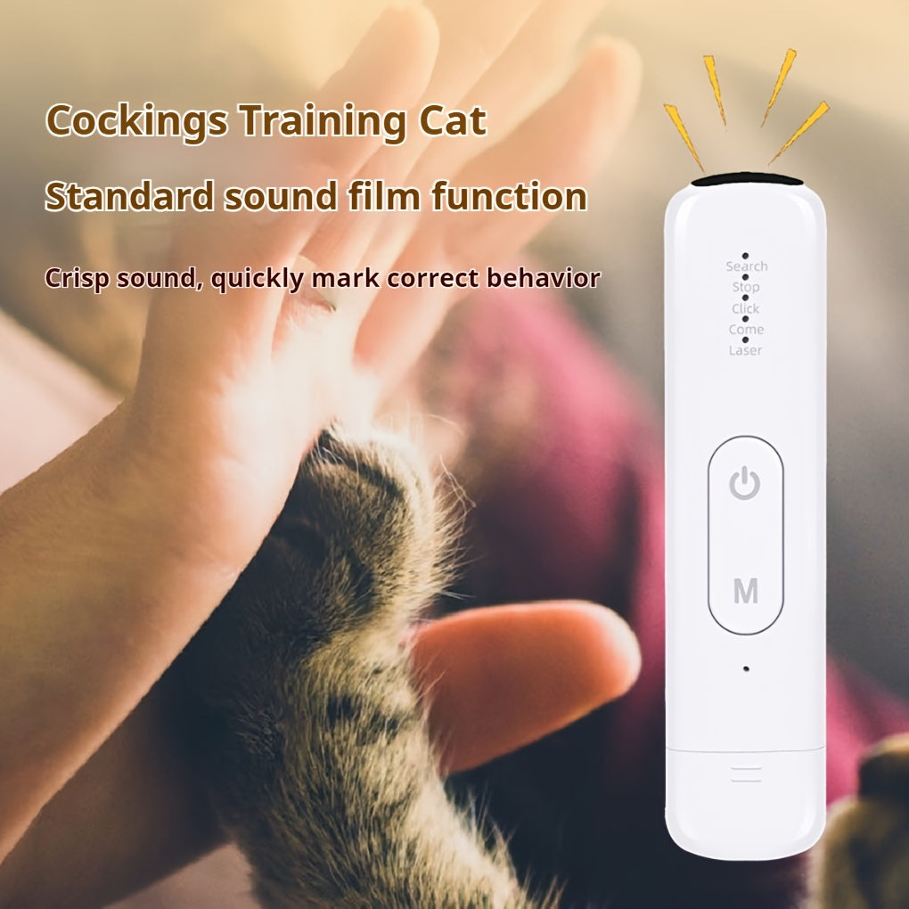 Pawsome Laser Chase: USB Rechargeable Interactive Cat Toy with Sound Emitter, Infrared Projection, and Training Wand for Endless Feline Fun - OllieMart