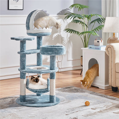 Ocean-Themed Cat Tree cats playing together