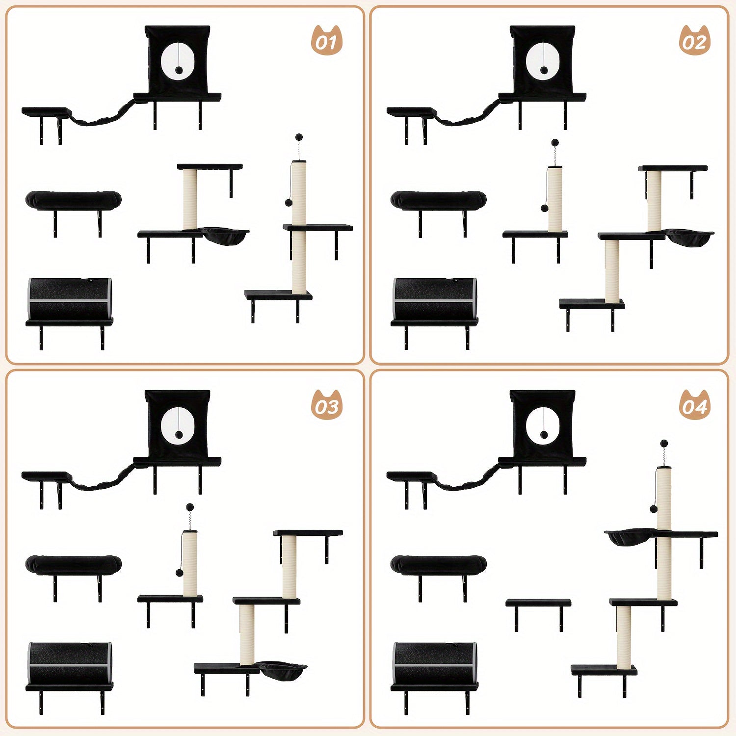 Luxury Wall-Mounted Cat Climber Set - OllieMart