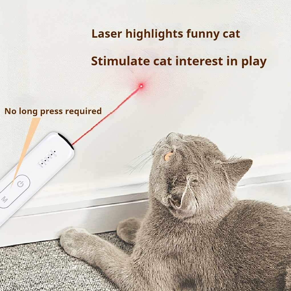 Pawsome Laser Chase: USB Rechargeable Interactive Cat Toy with Sound Emitter, Infrared Projection, and Training Wand for Endless Feline Fun - OllieMart