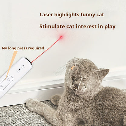Pawsome Laser Chase: USB Rechargeable Interactive Cat Toy with Sound Emitter, Infrared Projection, and Training Wand for Endless Feline Fun - OllieMart