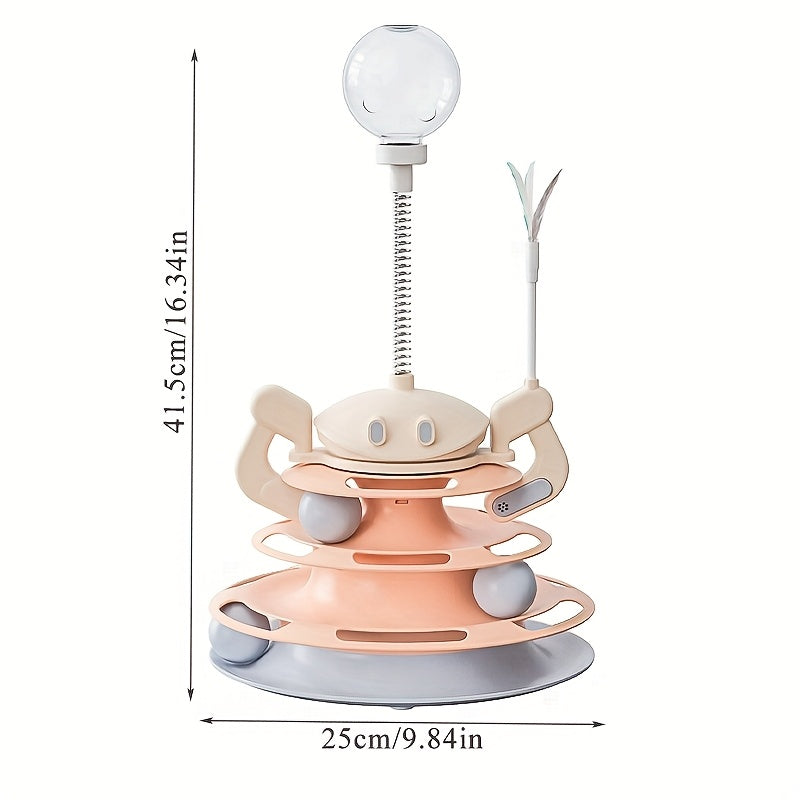 4-Level Cat Toy Tower with Roller Balls and Turntable - OllieMart