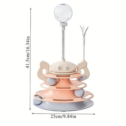 4-Level Cat Toy Tower with Roller Balls and Turntable - OllieMart