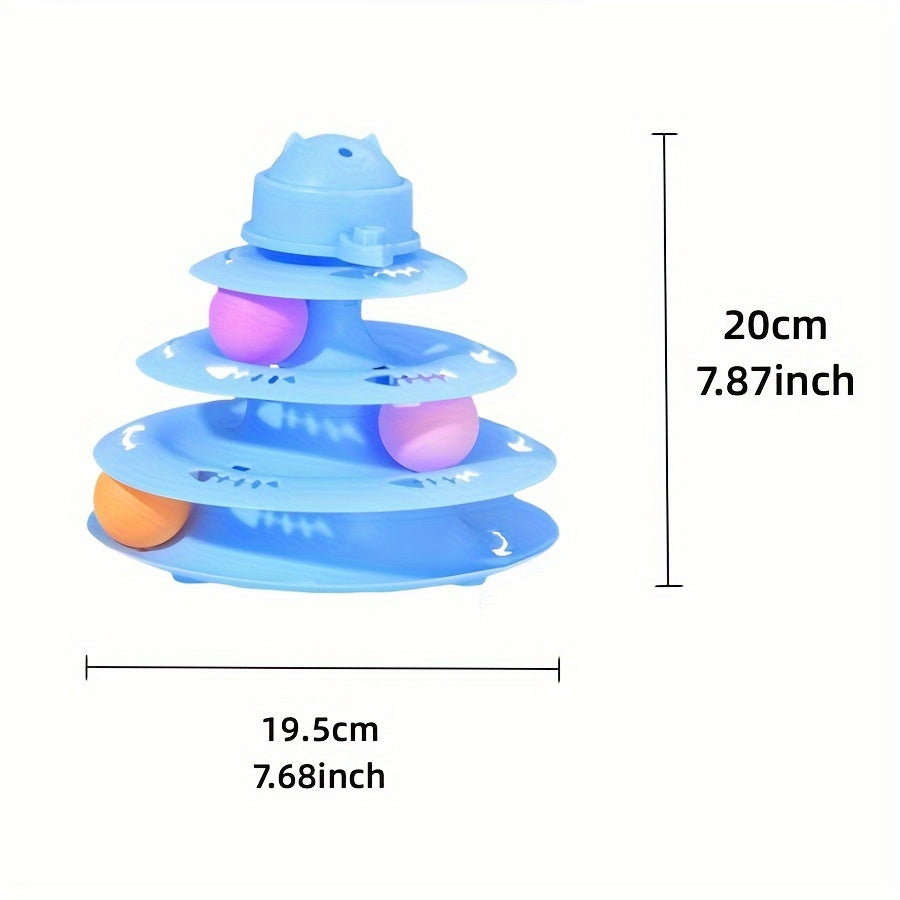 Interactive 4-Level Cat Tower Toy with Rotating Balls - OllieMart