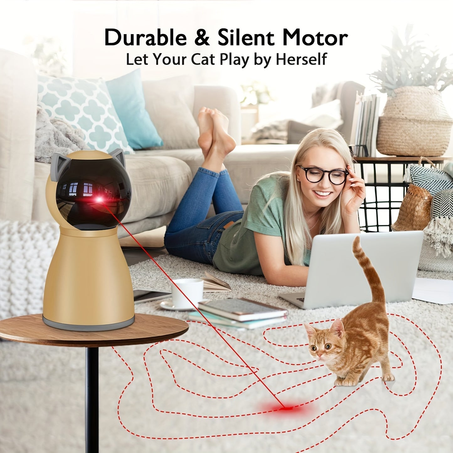 Valonii Whisker Wizard Laser Toy - Rechargeable, Interactive, with Random Motion for Cats & Dogs – 2024 Upgraded Model for Indoor Play - OllieMart