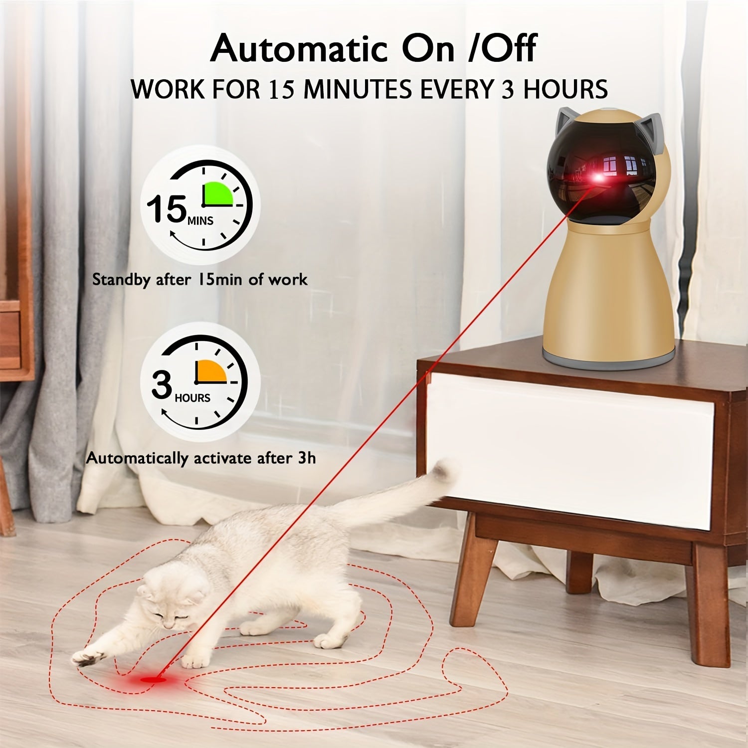Valonii Whisker Wizard Laser Toy - Rechargeable, Interactive, with Random Motion for Cats & Dogs – 2024 Upgraded Model for Indoor Play - OllieMart