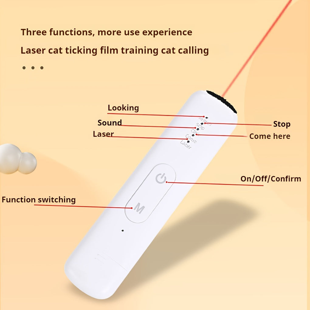 Pawsome Laser Chase: USB Rechargeable Interactive Cat Toy with Sound Emitter, Infrared Projection, and Training Wand for Endless Feline Fun - OllieMart