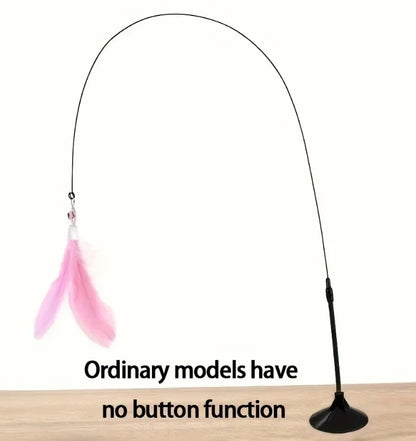 Interactive Cat Teaser Stick with Suction Cup, Feather & Bell - OllieMart