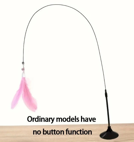 Interactive Cat Teaser Stick with Suction Cup, Feather & Bell - OllieMart
