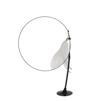 Interactive Cat Teaser Stick with Suction Cup, Feather & Bell - OllieMart