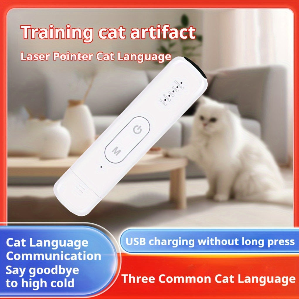Pawsome Laser Chase: USB Rechargeable Interactive Cat Toy with Sound Emitter, Infrared Projection, and Training Wand for Endless Feline Fun - OllieMart