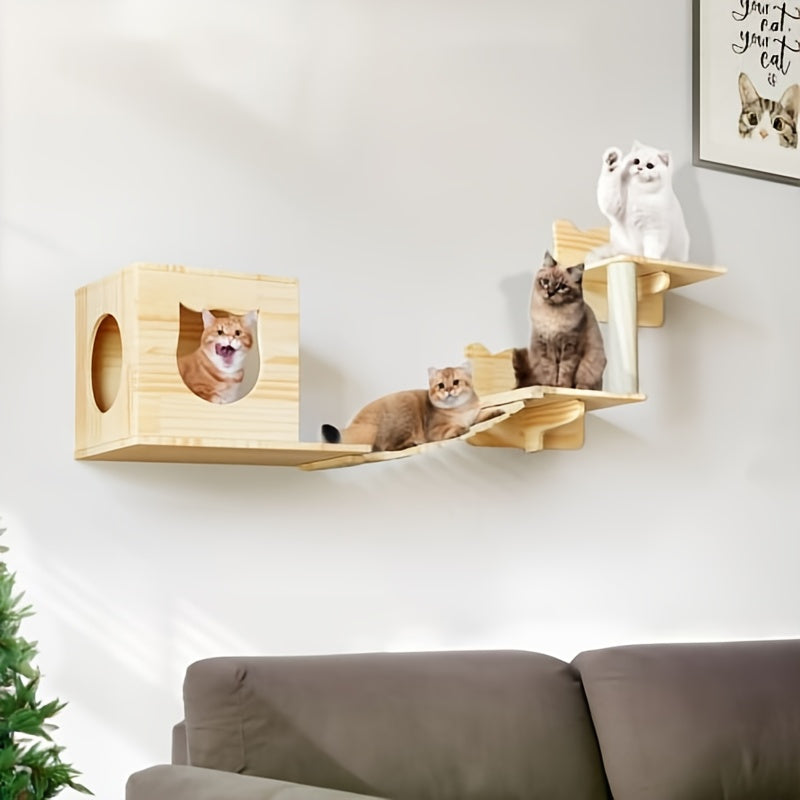 8-Piece Wall-Mounted Cat Climber Set - OllieMart