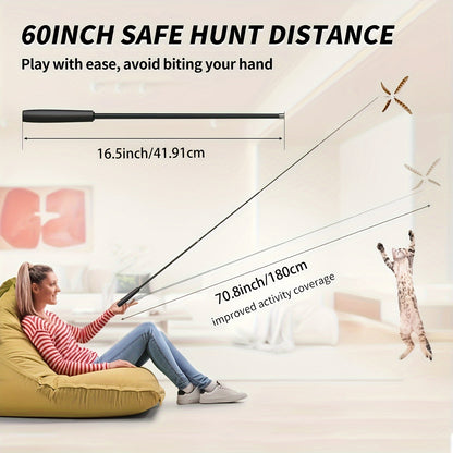 Four-Section Adjustable Cat Teaser Rod – Extendable Interactive Pet Toy for Fun Playtime - OllieMart