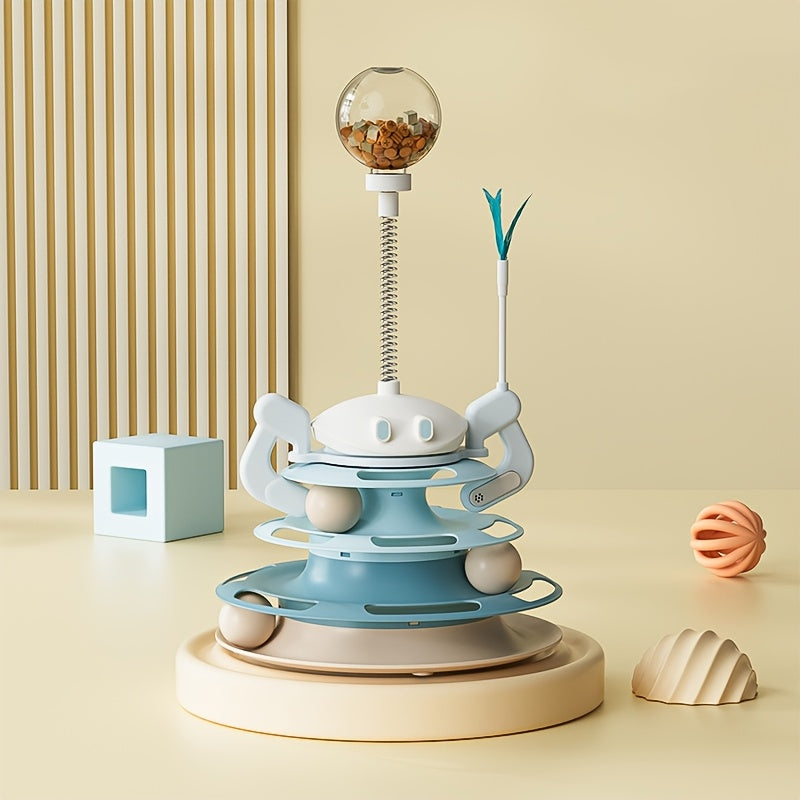 4-Level Cat Toy Tower with Roller Balls and Turntable - OllieMart