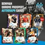 2025 Bowman University Chrome Football cards featuring autographs of top prospects in vibrant colors
