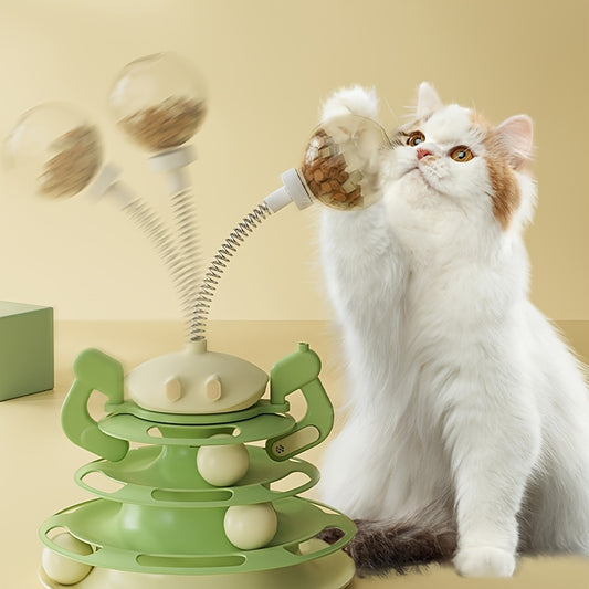 4-Level Cat Toy Tower with Roller Balls and Turntable - OllieMart