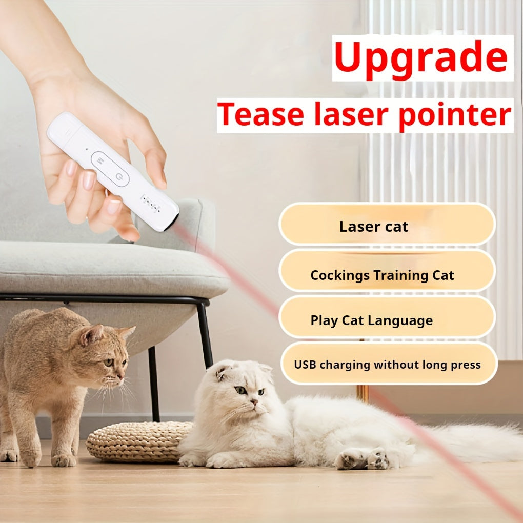 Pawsome Laser Chase: USB Rechargeable Interactive Cat Toy with Sound Emitter, Infrared Projection, and Training Wand for Endless Feline Fun - OllieMart