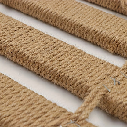 Close-up of fir wood cat climbing ladder with natural sisal rope for scratching and climbing