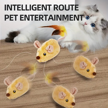 Interactive cat mouse toy with soft plush design for engaging playtime and mental stimulation